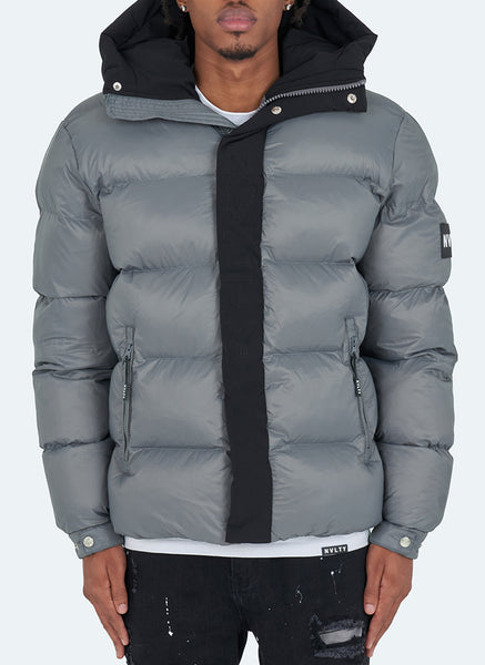 Monogram Puffer Jacket - Charcoal Grey – N V L T Y