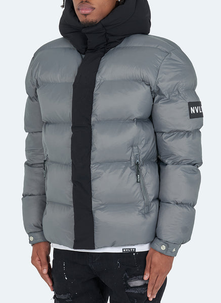 Monogram Puffer Jacket - Charcoal Grey – N V L T Y