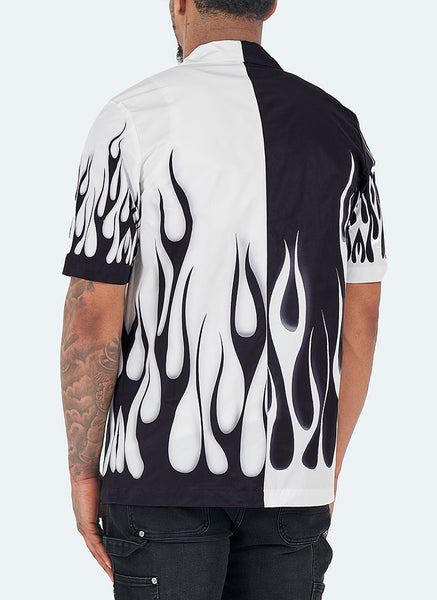 Flame Open Collar Shirt - Black/White – N V L T Y