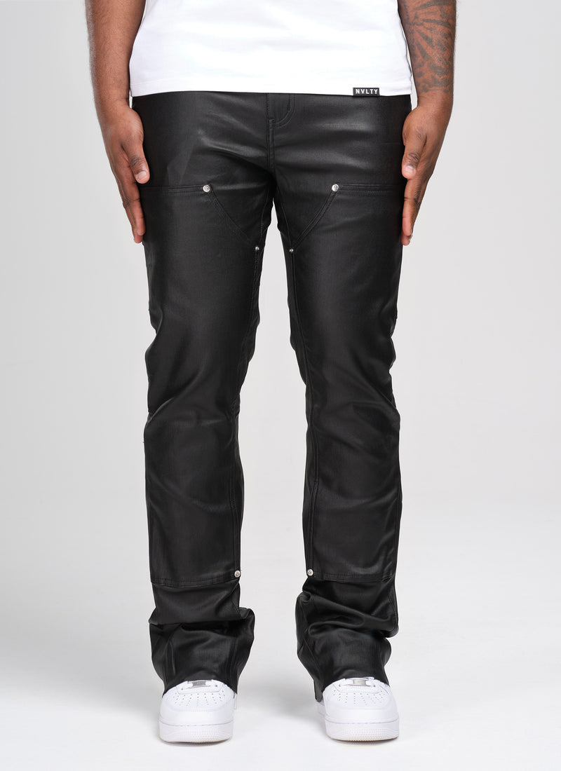 Vintage Flare Wax Carpenter Jeans - Black