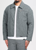 Heavyweight Wool Textured Zipper Jacket - Grey