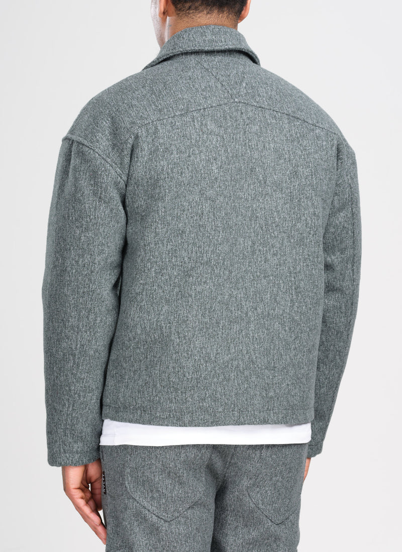 Heavyweight Wool Textured Zipper Jacket - Grey