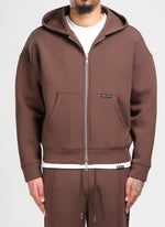 Scuba Structured Zip Hoodie - Brown