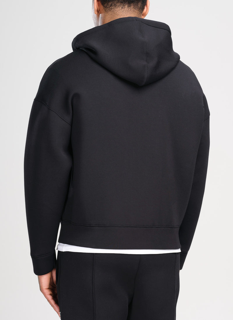 Scuba Structured Zip Hoodie - Black