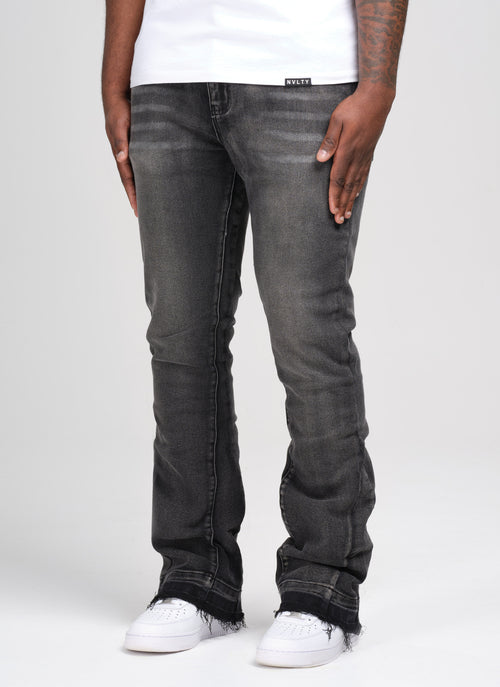 Vintage Flare Washed Jeans - Black