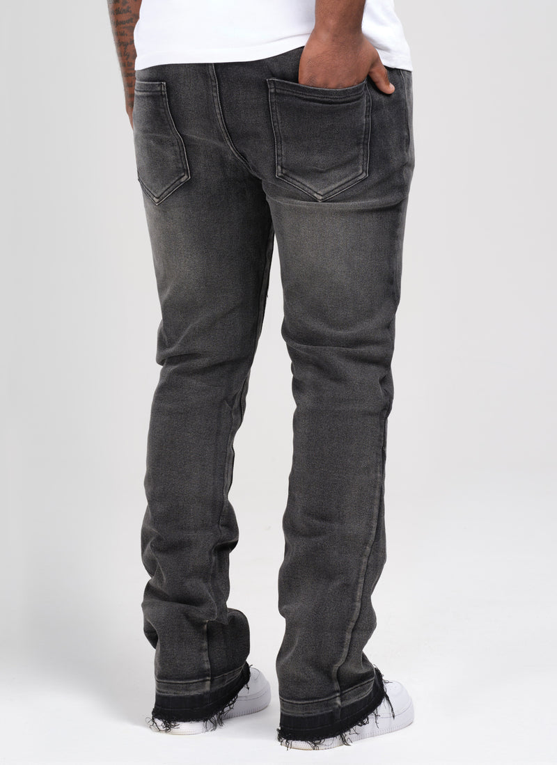 Vintage Flare Washed Jeans - Black