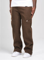 Heavyweight Wool Textured Zipper Pants - Brown