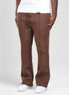 Scuba Structured Flare Pleat Joggers - Brown