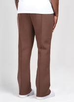 Scuba Structured Flare Pleat Joggers - Brown