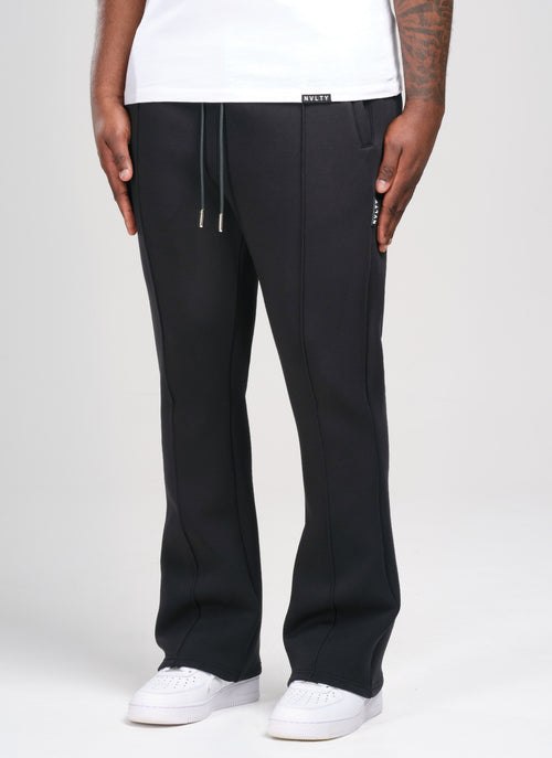 Scuba Structured Flare Pleat Joggers - Black