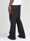 Scuba Structured Flare Pleat Joggers - Black