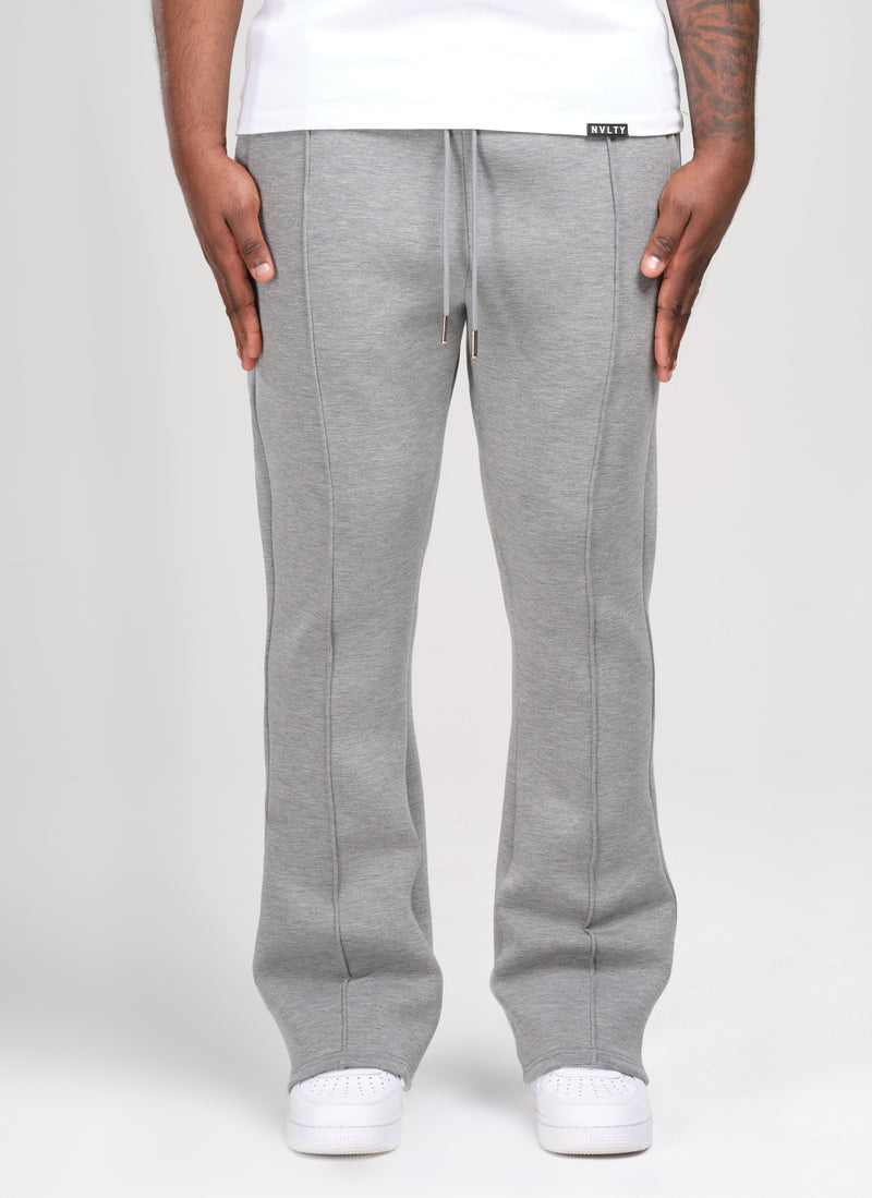 Scuba Structured Flare Pleat Joggers - Grey