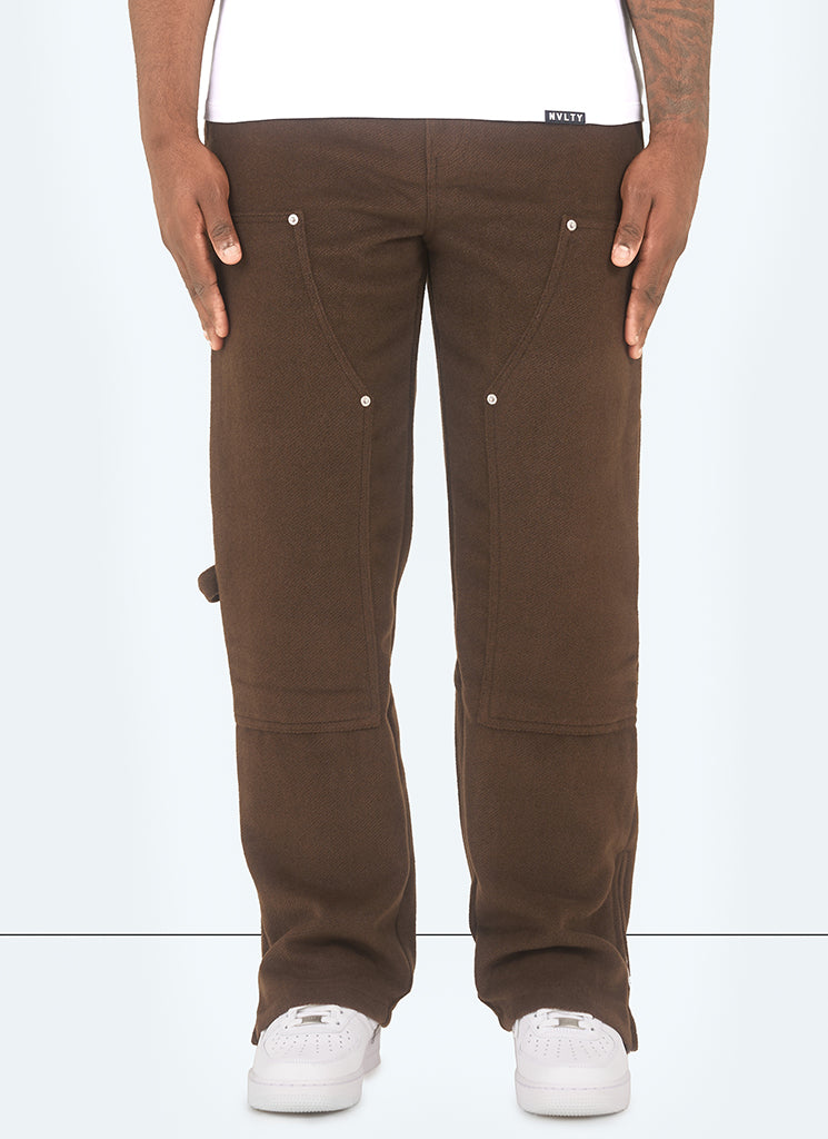 Heavyweight Wool Carpenter Rivet Pants - Brown