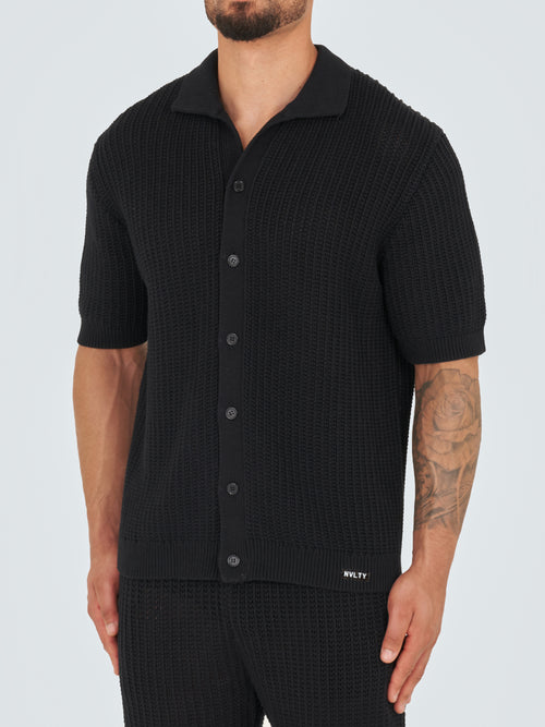 Crochet Knit Shirt - Black