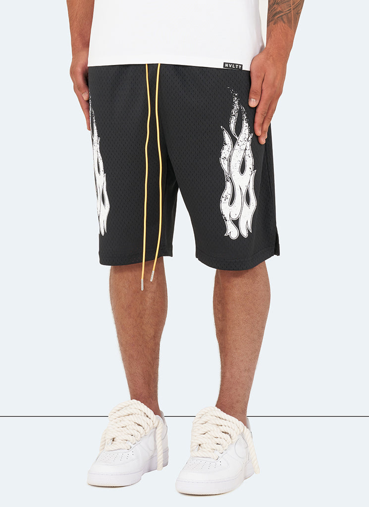 Vintage Flame Shorts - Black