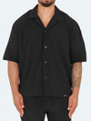 Pleated Drop Shoulder Shirt - Black