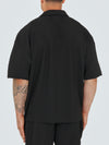 Pleated Drop Shoulder Shirt - Black