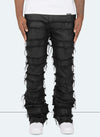 Vintage Flare Wax Thread Jeans - Black