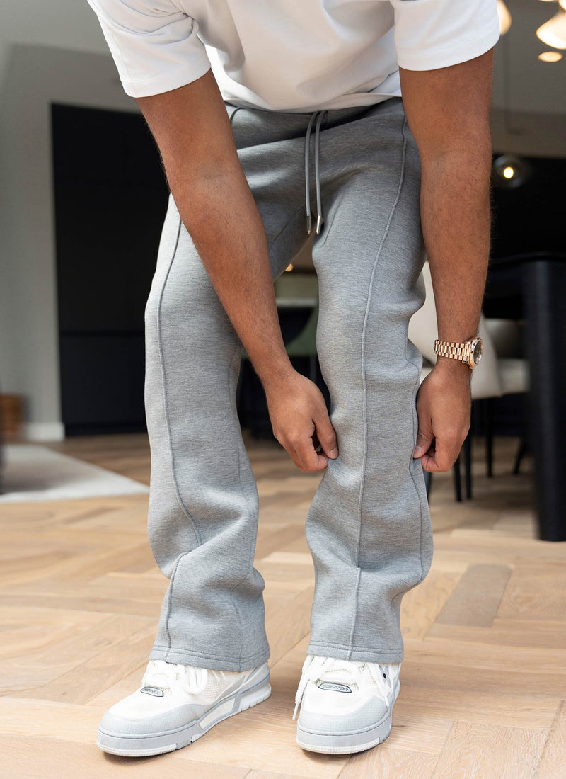 Scuba Structured Flare Pleat Joggers - Grey