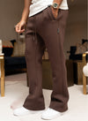 Scuba Structured Flare Pleat Joggers - Brown