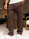 Scuba Structured Flare Pleat Joggers - Brown