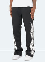 Vintage Flare Flame Mesh Joggers - Black