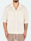 Linen Drop Shoulder Shirt - Stone