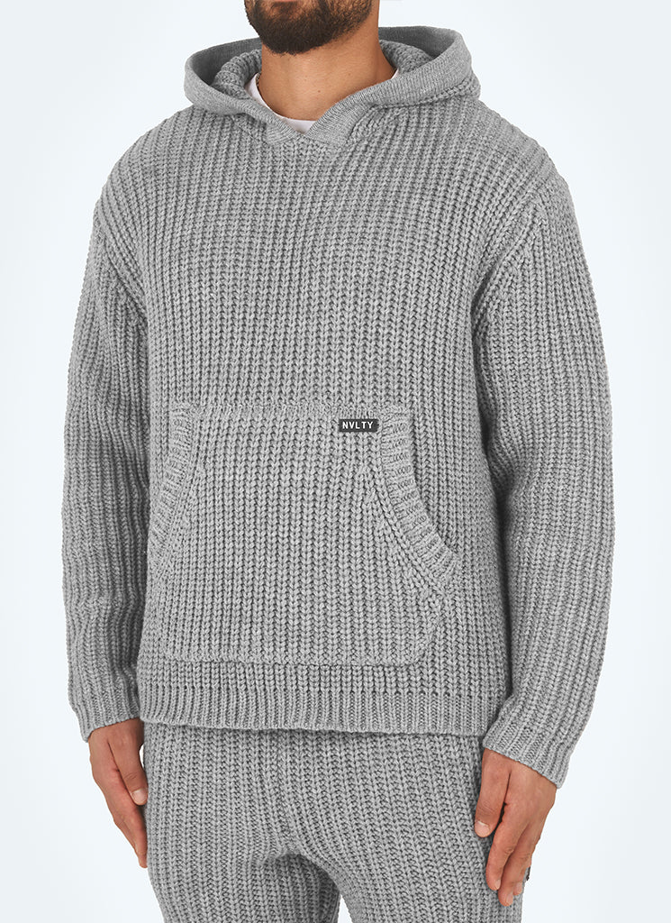 Heavyweight Knitted Hoodie - Grey