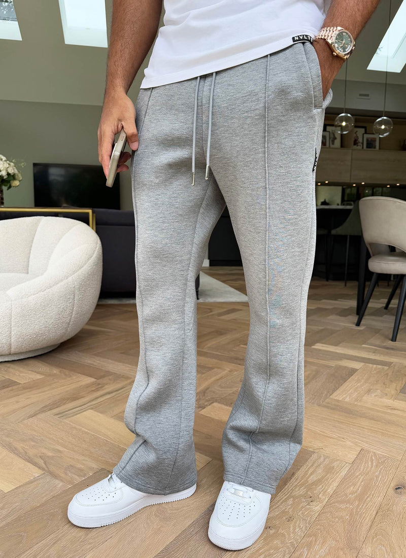 Scuba Structured Flare Pleat Joggers - Grey