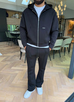 Scuba Structured Zip Hoodie - Black