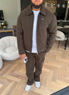 Heavyweight Wool Textured Zipper Jacket - Brown