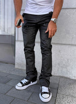 Vintage Flare Wax Carpenter Jeans - Black