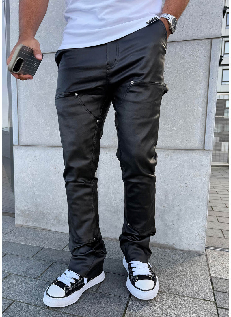 Vintage Flare Wax Carpenter Jeans - Black