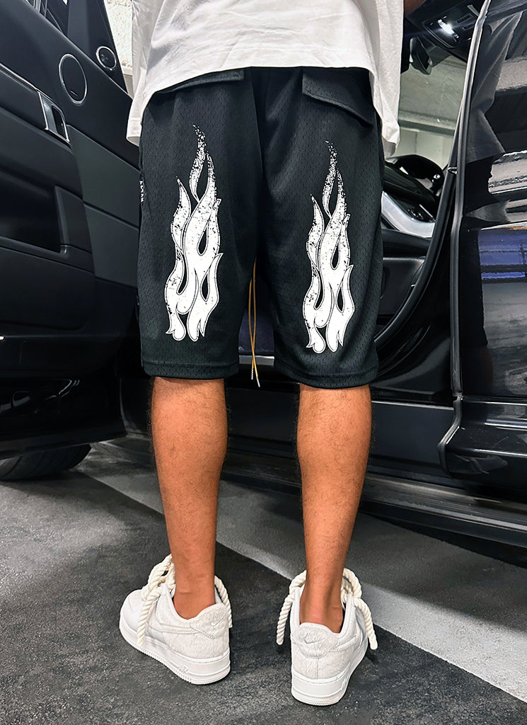 Vintage Flame Shorts - Black