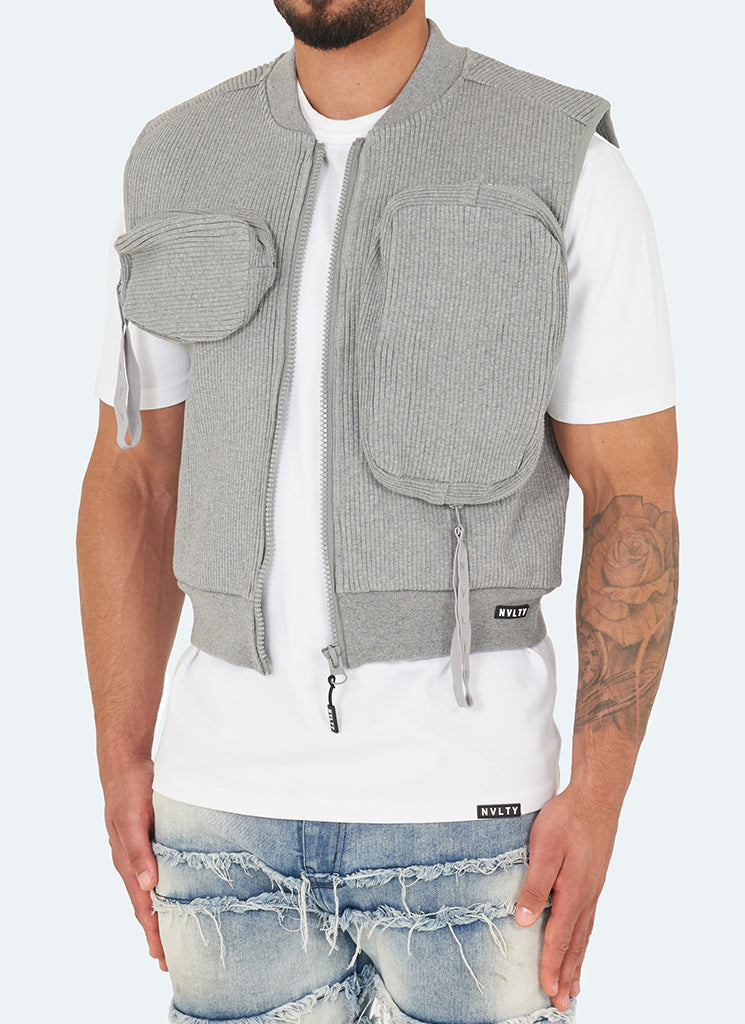 Multi Pocket Ribbed Harness - Grey