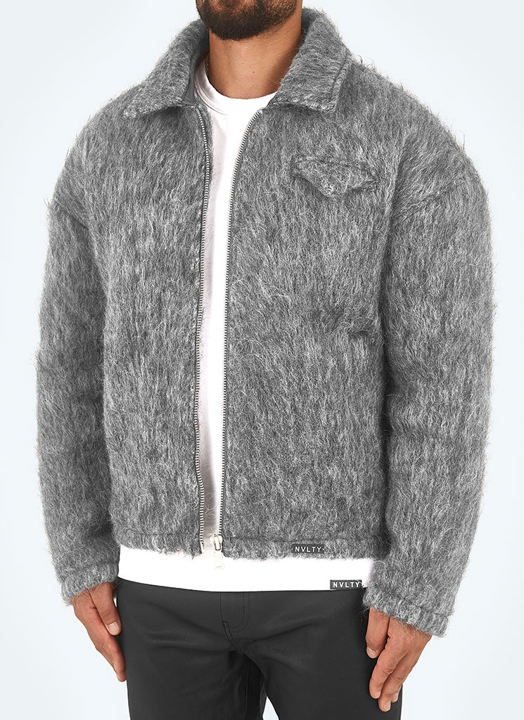 Mohair Zipper Jacket - Grey