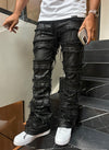 Vintage Flare Wax Thread Jeans - Black