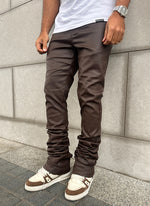 Vintage Stacked Wax Jeans - Brown