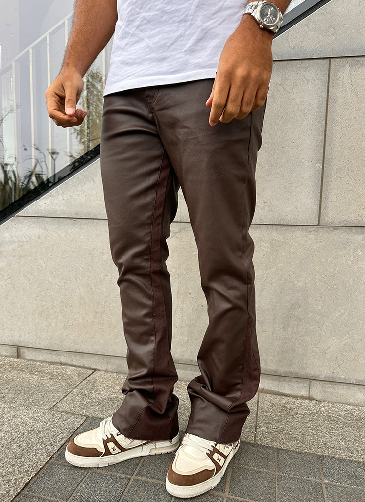 Vintage Flare Wax Jeans - Brown