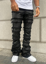 Vintage Flare Wax Thread Jeans - Black