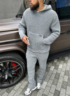 Heavyweight Knitted Flare Joggers - Grey