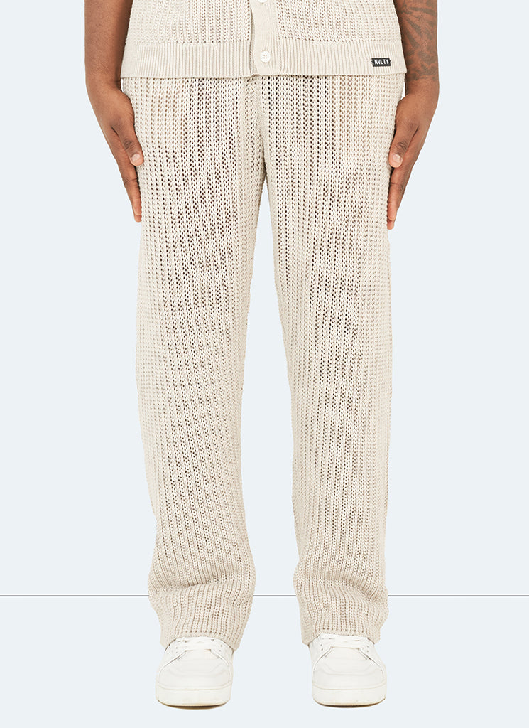 Crochet Knit Trousers - Stone