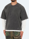 Vintage Waffle Sleeve T-Shirt - Washed Black