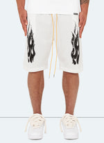 Vintage Flame Shorts - White