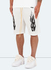 Vintage Flame Shorts - White