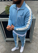 Panelled Track Jacket - Baby Blue/White