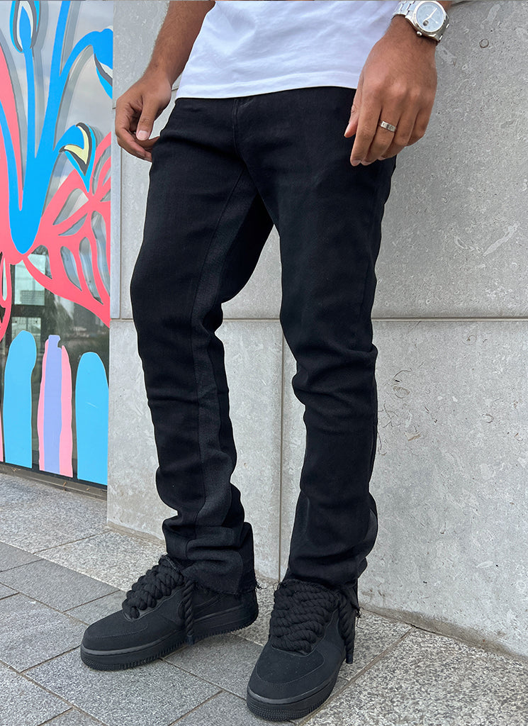 Flared Slim Jeans - Black - Men