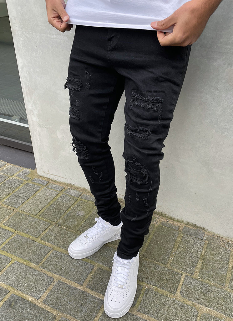 Ripped & Repaired Jeans - Grey