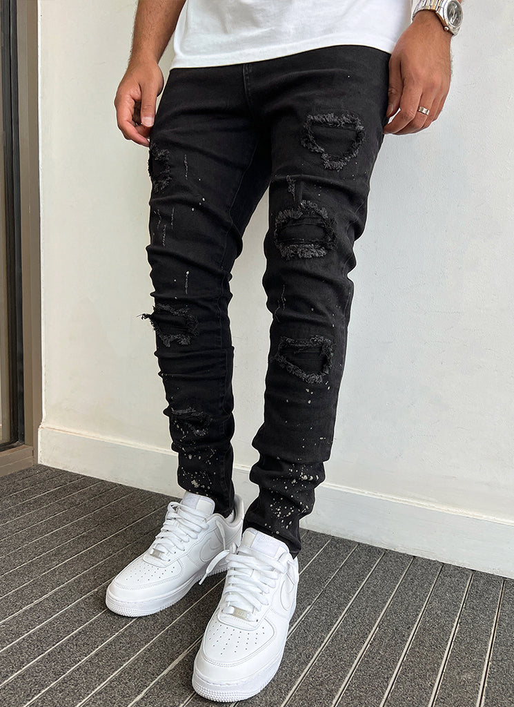 Triple Patchwork Jeans - Black – N V L T Y